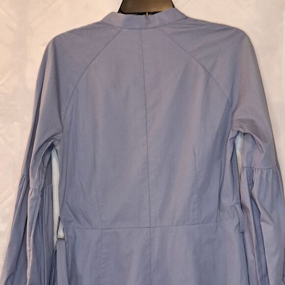H&M Knee Length Button Up Shirt Dress V-Neckline Balloon Sleeves Preowned Size 2 - Picture 9 of 14